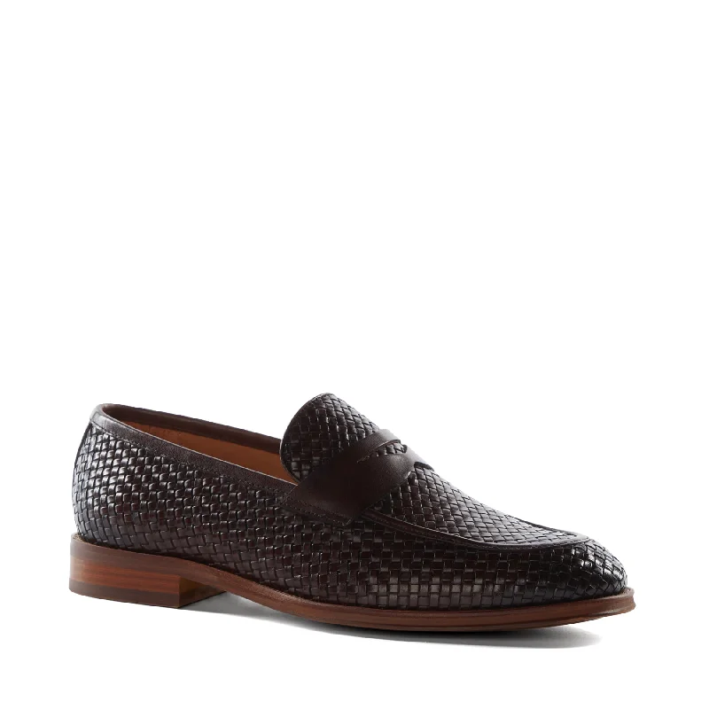 Men's leather loafers with a penny slotSAHARAS - BROWN