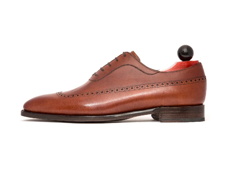 Men's Oxfords with a perforated leather strap for ventilationSebastien - MTO - Auburn Calf - LPB Last - Single Leather Sole Men's Oxfords with a perforated leather strap for ventilationSebastien - MTO - Auburn Calf - LPB Last - Single Leather Sole