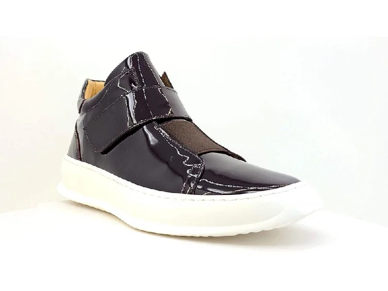 Men's Oxfords with a perforated leather strap for ventilationShiny Calfskin High Top Sneaker Burgundy Men's Oxfords with a perforated leather strap for ventilationShiny Calfskin High Top Sneaker Burgundy