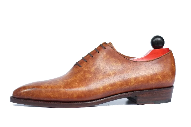 Men's Oxfords with a padded collar for a comfortable fitSkyway - MTO - Gold Marble Patina - LPB Last - Single Leather Sole Men's Oxfords with a padded collar for a comfortable fitSkyway - MTO - Gold Marble Patina - LPB Last - Single Leather Sole