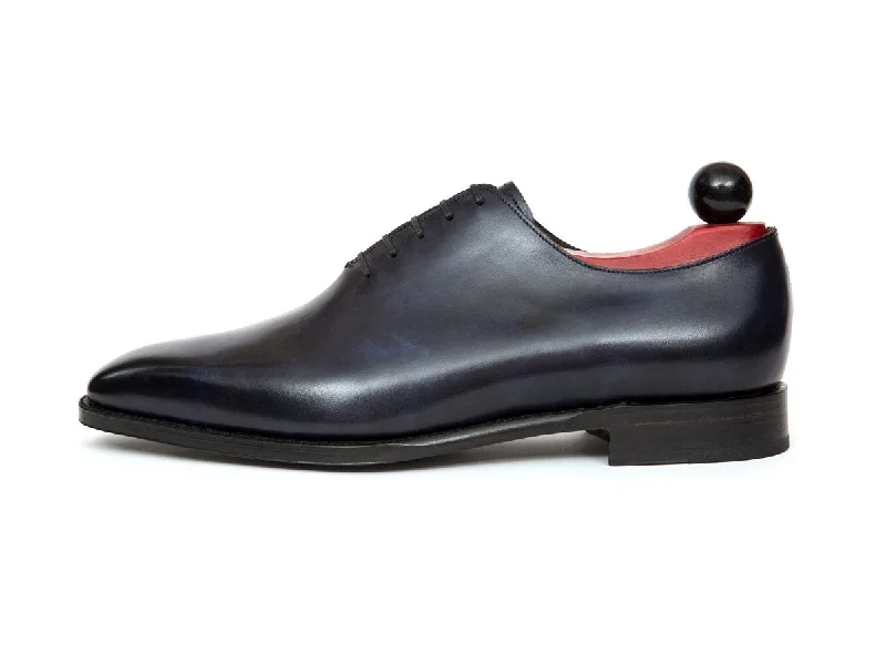 Men's Oxfords with a classic silhouette and a high - shine finishSkyway - MTO - Navy Museum Calf - LPB Last - Single Leather Sole Men's Oxfords with a classic silhouette and a high - shine finishSkyway - MTO - Navy Museum Calf - LPB Last - Single Leather Sole
