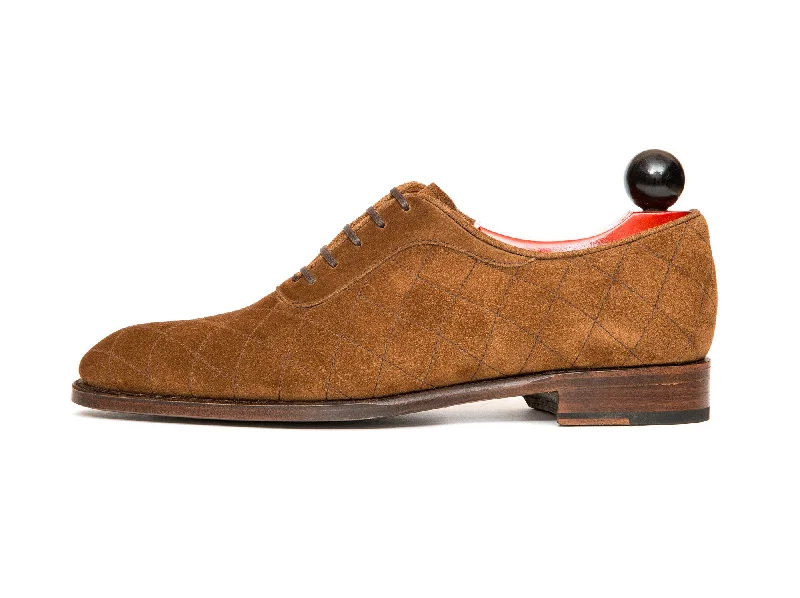 Men's Oxfords with a cap - toe design and a rubber heelSpokane - MTO - Quilted Snuff Suede - NGT Last - Single Leather Sole Men's Oxfords with a cap - toe design and a rubber heelSpokane - MTO - Quilted Snuff Suede - NGT Last - Single Leather Sole