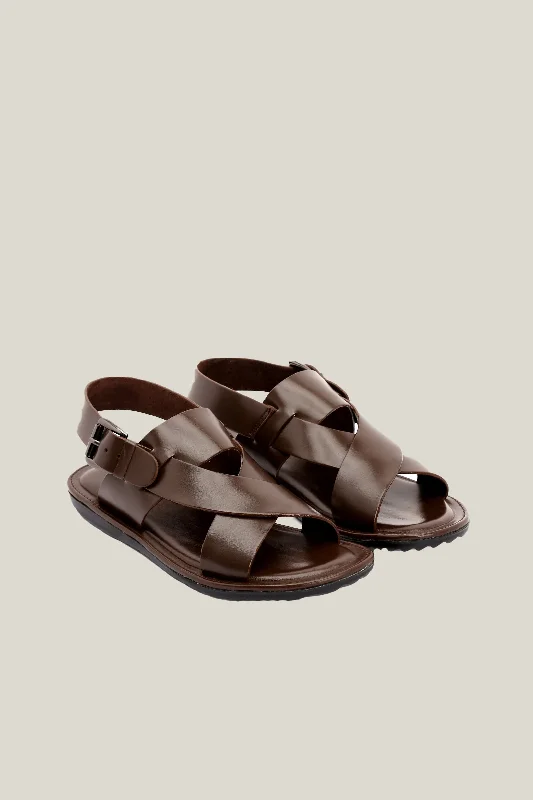 Men's slippers with a decorative pom - pom or tasselStrap Crafted Men's Full Grain Leather Sandals