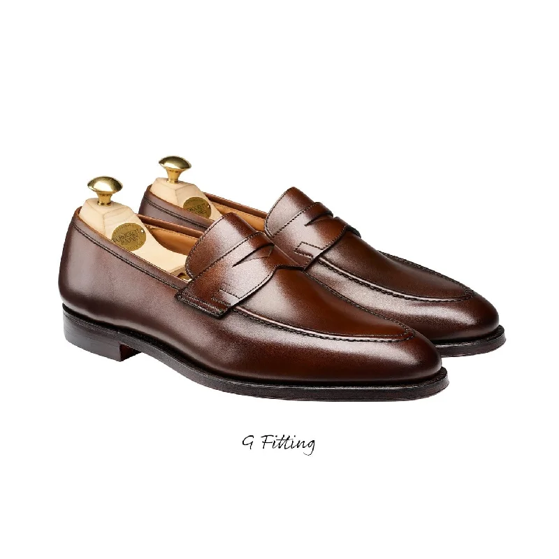 Men's loafers with a smooth leather finishSydney Dark Brown Burnished Calf (G Fitting)