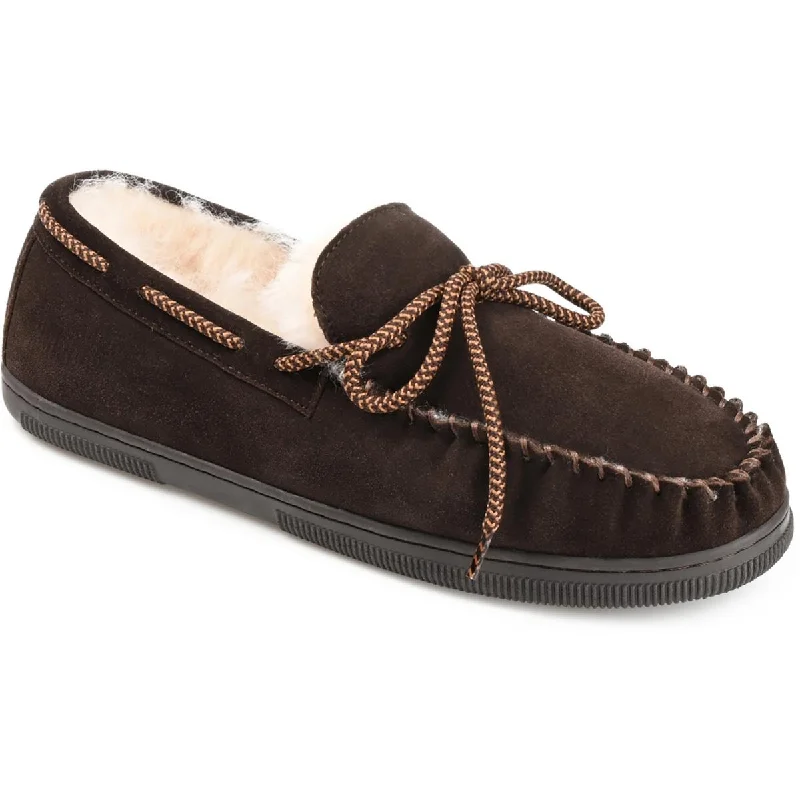 Men's slippers with a leather sole for a classic lookTerritory Mens Meander Suede Moccasin Slippers