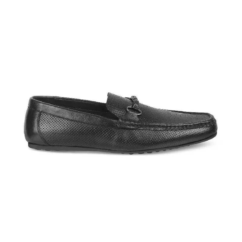 Slip - on men's loafers for easy wearThe Cenew Black Men's Leather Loafers Tresmode