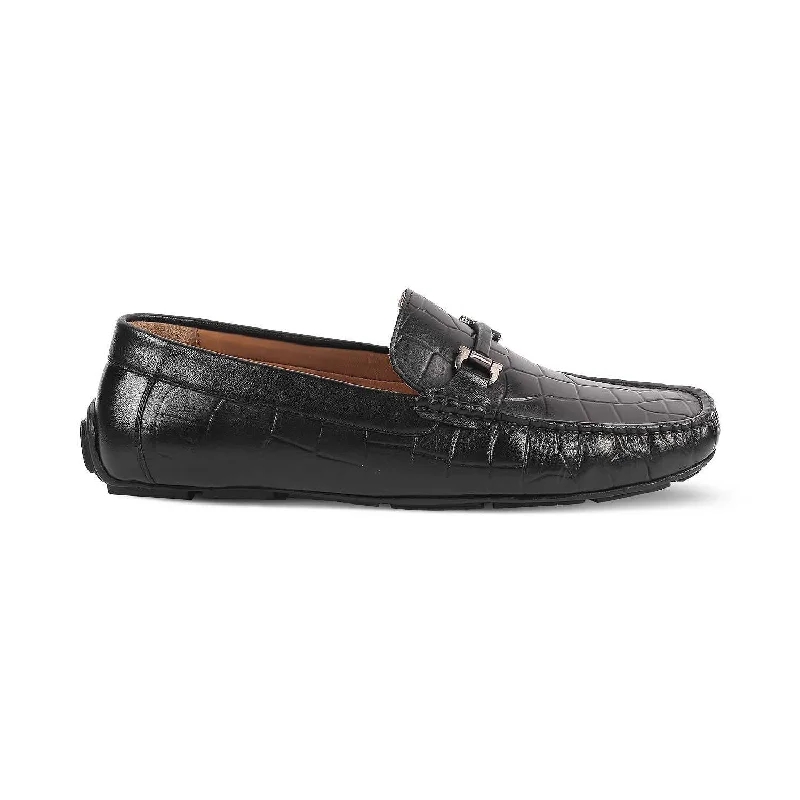 Men's loafers with a removable insole for cleaningThe Docks Black Men's Leather Driving Loafers Tresmode