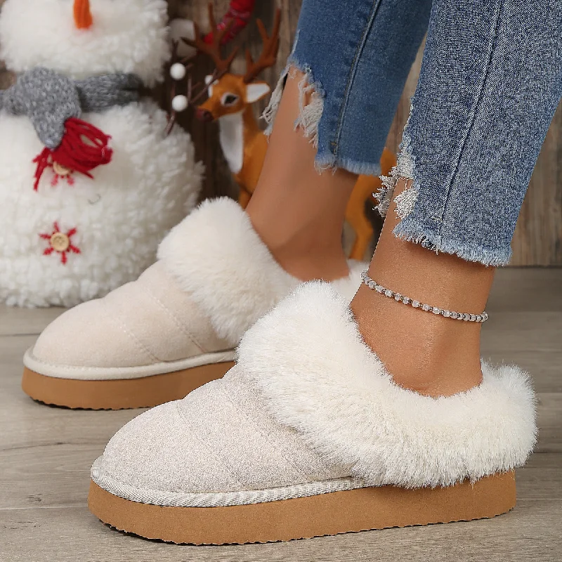 Men's slippers in a warm color like red or brownThick Sole Cotton Shoes