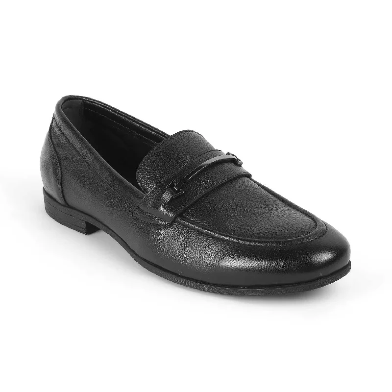 Men's loafers with a leather lacing systemTresmode Byron Black Men's Leather Loafers