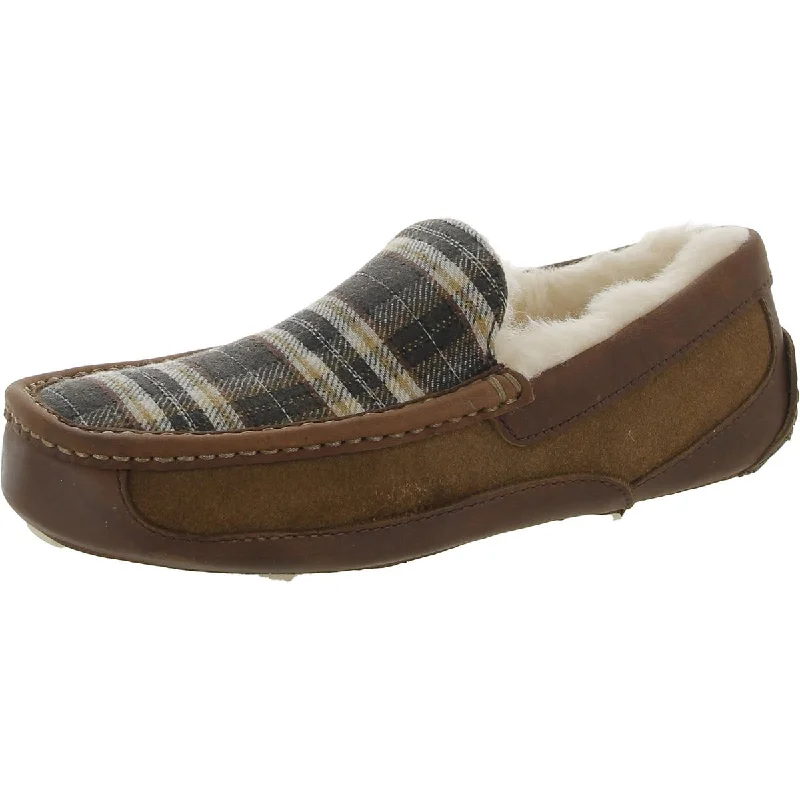 Men's slippers with a padded footbed for all - day comfortUgg Mens Ascot Suede Plaid Loafer Slippers