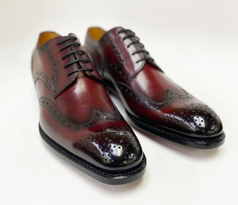 Men's Oxfords with a low - heeled design and a square toeStyle: 6531-1233-Burgundy