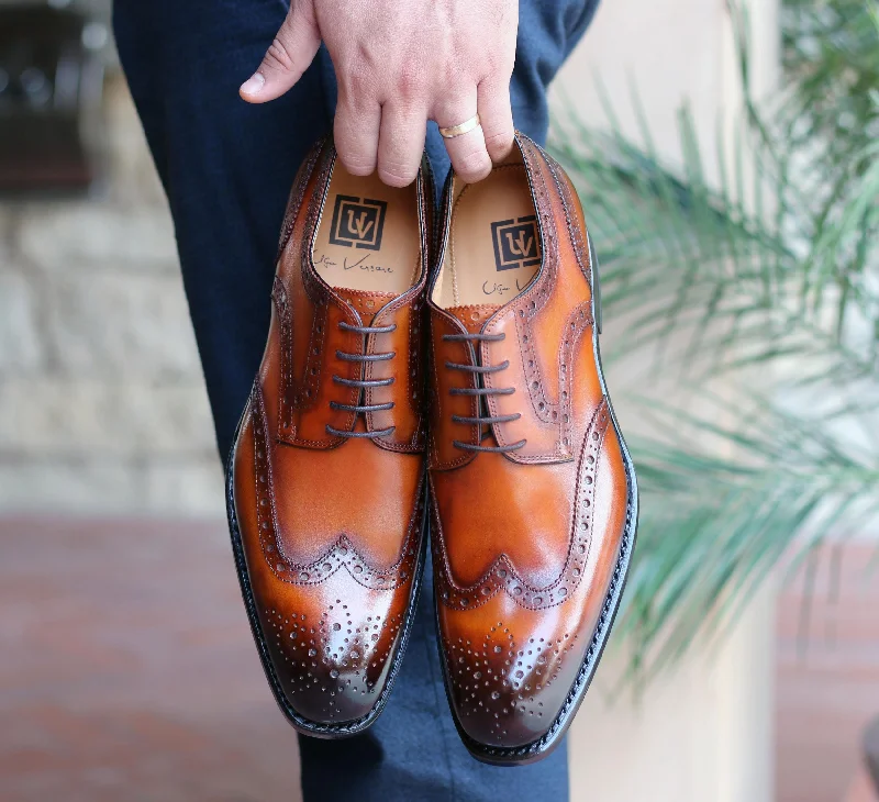 Men's Oxfords in a dark burgundy leather for a unique styleStyle: 6531-1233-Caramel Men's Oxfords in a dark burgundy leather for a unique styleStyle: 6531-1233-Caramel