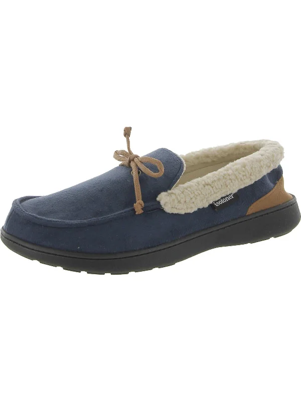 Men's plush slippers with a faux fur liningVincent Mens Faux Suede Memory Foam Moccasin Slippers