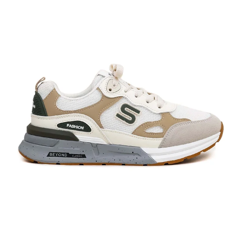 Men's sneakers with a decorative logo on the sideBeige Casual Sneaker AT7242