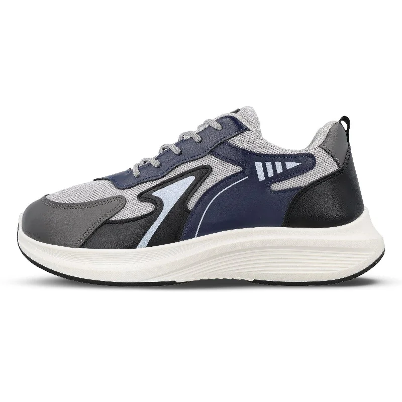 Men's walking shoes with a leather lining for breathabilityMen's Lace-up Casual Shoes - WS97538 Navy Blue Grey