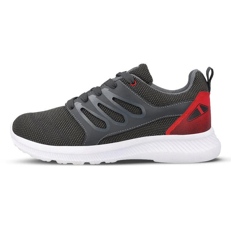 Men's walking shoes with a durable outer soleMen's Lace-up Walking Shoe - 15570 Grey Red