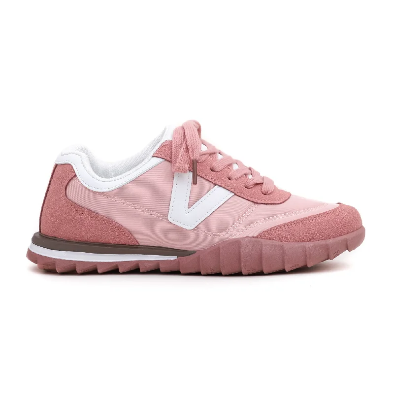 Leather men's sneakers with a low - top designPink Lace-Up Trainers AT7245