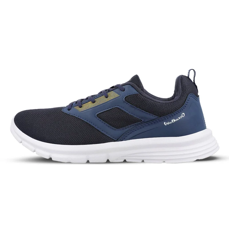 Men's walking shoes with a stretchy side panel for flexibilityWalkaroo Men Lace-up Training Shoes - WS3050 Navy Blue