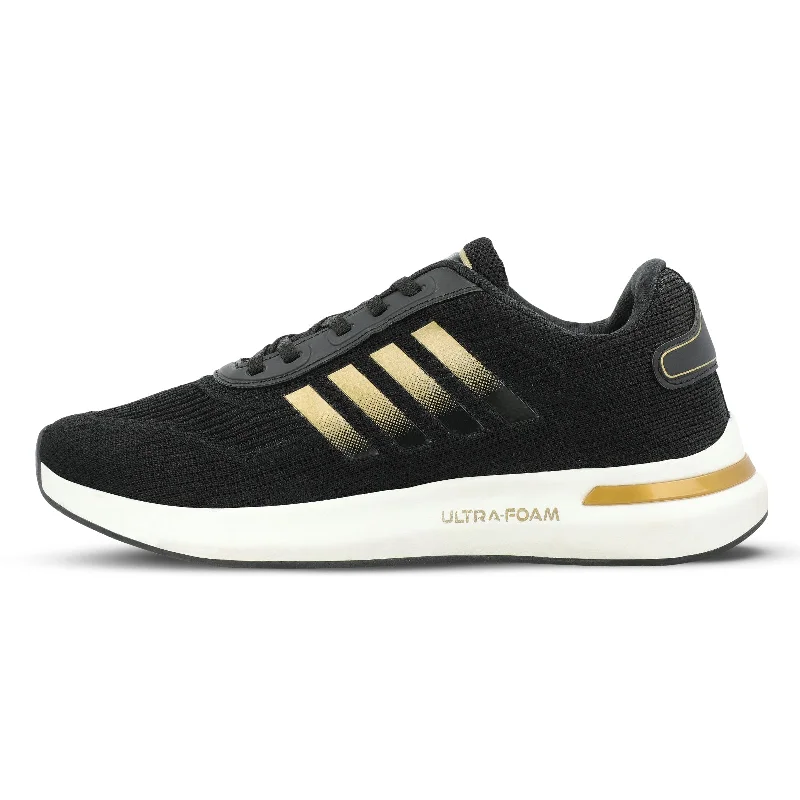 Men's walking shoes with a lace - up closure for a secure fitWalkaroo Men Walking Shoes - WS9075 Black Gold