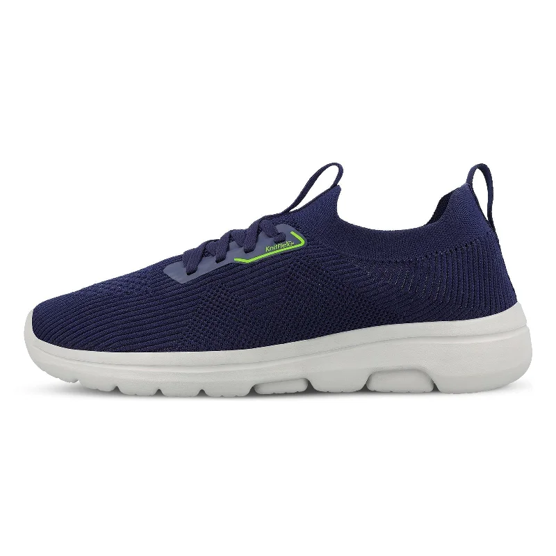 Men's walking shoes with a brightly colored designWalkaroo Men Walking Shoes - WS9548 Navy Blue