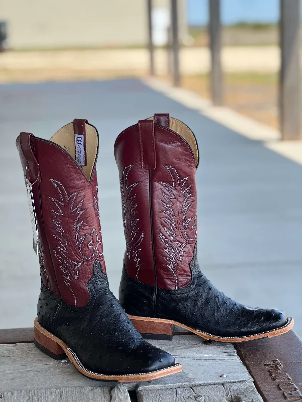 Men's cowboy boots with a leather sole for a classic lookAnderson Bean | Black FQ Ostrich Sangria Boot