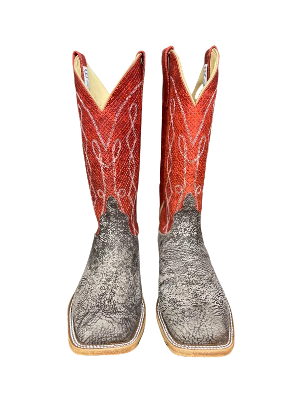 Men's cowboy boots with a spur ledgeAnderson Bean Red Chex Shoulder Western Boot