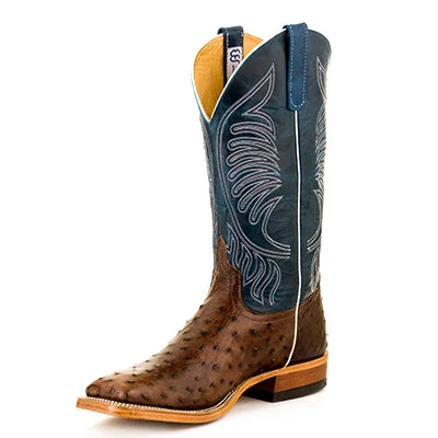 Men's cowboy boots with a rubber sole for tractionAnderson Bean Men's Kango Tobac Mad Dog Full Quill Ostrich Boots