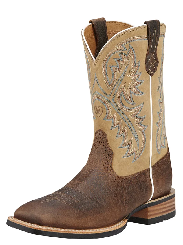 Men's cowboy boots with a rubber sole for tractionAriat 10002224 Mens Quickdraw Western Boot Tumbled Bark