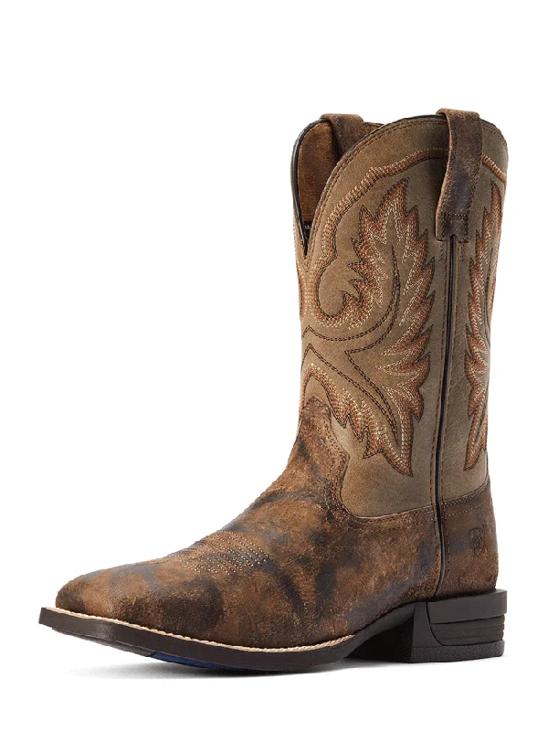 Western - style men's cowboy boots with intricate stitchingAriat 10042466 Mens Wilder Western Boot Antique Grey