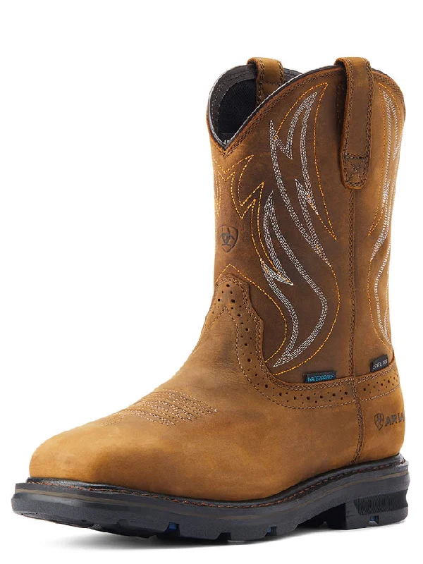 Alligator - print men's cowboy boots for a bold lookAriat 10044544 Mens Sierra Shock Shield H20 Steel Toe Distressed Brown