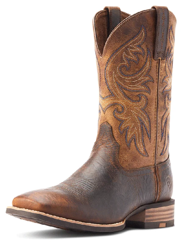 Men's cowboy boots with a snake - skin textureAriat 10044567 Mens Slingshot Western Boot Bartop Brown