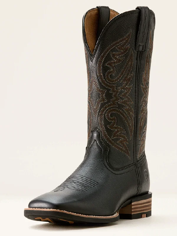 Men's cowboy boots with a tooled leather designAriat 10053631 Mens Ricochet Cowboy Boot Black Carbon