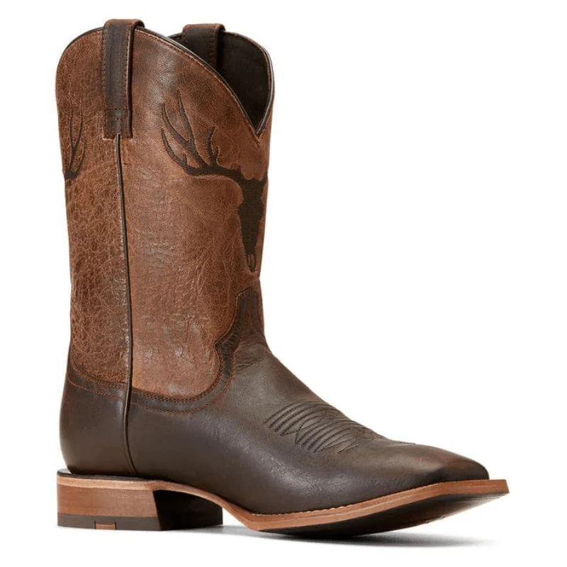 Men's cowboy boots with a decorative inlayAriat Men's Crosshair Dark Whiskey Square Toe Western Boots 10046827