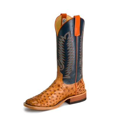 Men's cowboy boots with a scalloped edgeAnderson Bean Brandy Bruciato Full Quill Ostrich Western Boot