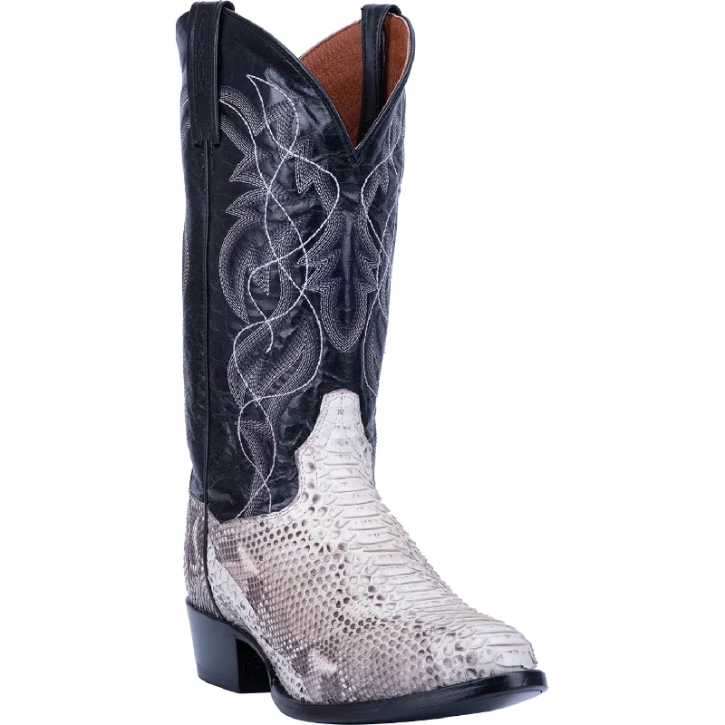 Men's cowboy boots with a spur ledgeDan Post Mens Natural/Black Sly 13in Cowboy Boots Snake Skin