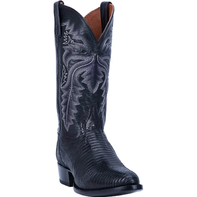 Men's cowboy boots in a dark brown leatherDan Post Mens Black Cowboy Boots Lizard Skin R Toe