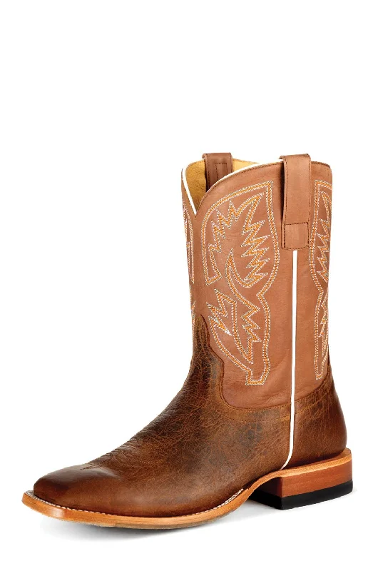 Western - style men's cowboy boots with intricate stitchingHorse Power by Anderson Bean Mens Bison Leather Cowboy Boots