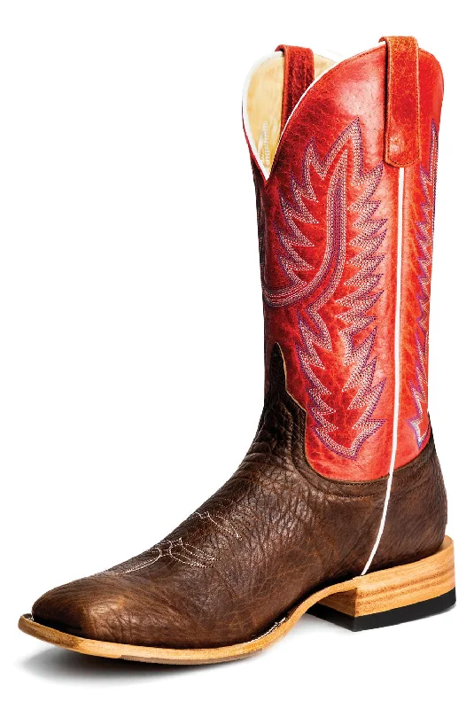 Men's cowboy boots with a leather lining for comfortHorse Power by Anderson Bean Mens Brown Leather Top Hand Cowboy Boots