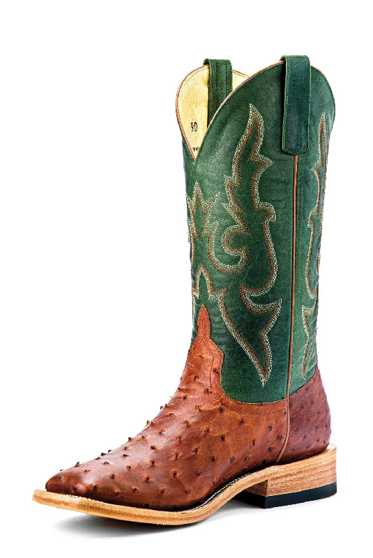 Men's genuine leather cowboy boots with a pointed toeHorse Power Mens Cognac Lux Turquoise Goat Leather Cowboy Boots