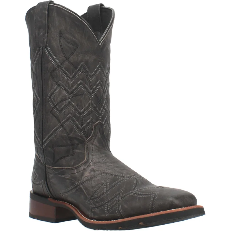 Western - style men's cowboy boots with intricate stitchingLaredo Men's Axel Black Leather Cowboy Boots 7927