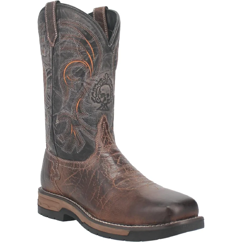 Men's cowboy boots with a concho belt detailLaredo Men's Hawke Brown/Black Leather Cowboy Boots 6920