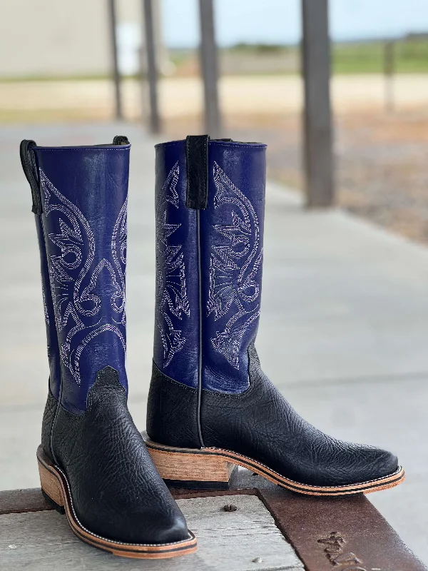 Men's cowboy boots with a high - heeled designOlathe Boot Co.  | Black Oiled Shoulder KS Toe Boot