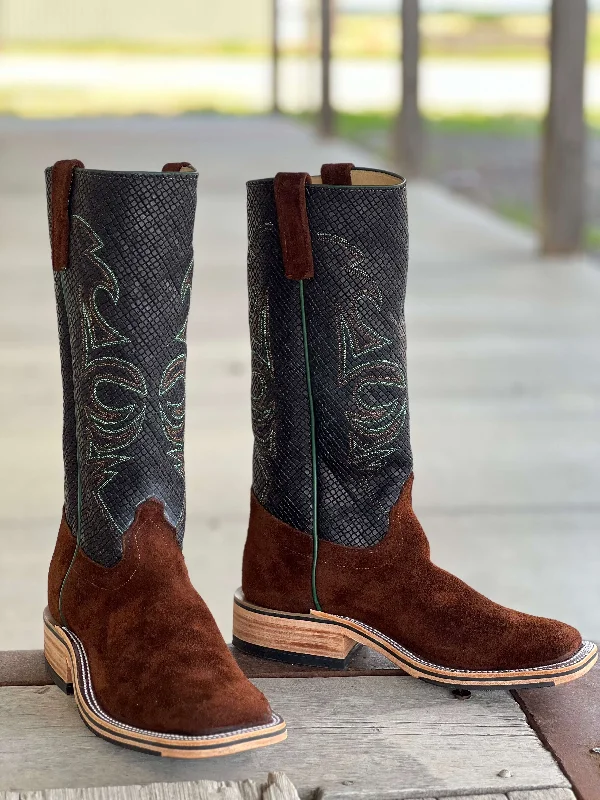 Men's cowboy boots with a scalloped edgeOlathe Boot Co. | Raiz Waxy Kudu Stovepipe Boot