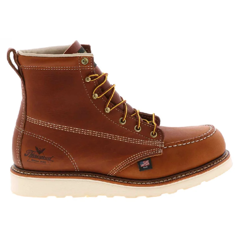 Vintage - inspired men's ankle boots with a round toe6 Inch Moc Toe Safety Toe Leather Men's Ankle Boots