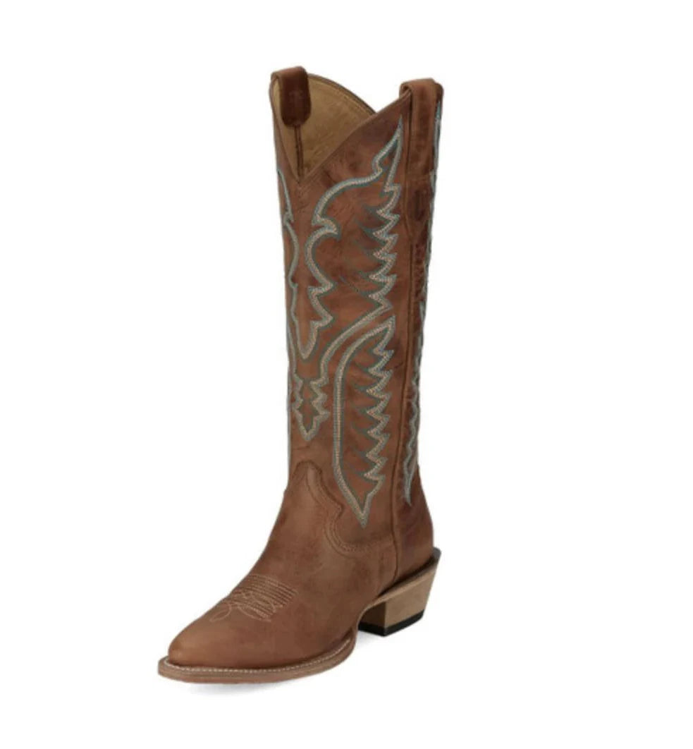 Men's western boots with a distressed leather finish for a rugged lookJustin Evelyn Tall Top Ladies Boot