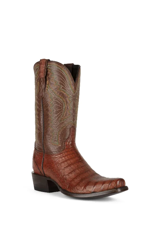 Vintage - style men's western boots with a square toe and spur ledgeAllens Brand - Austin - Cognac