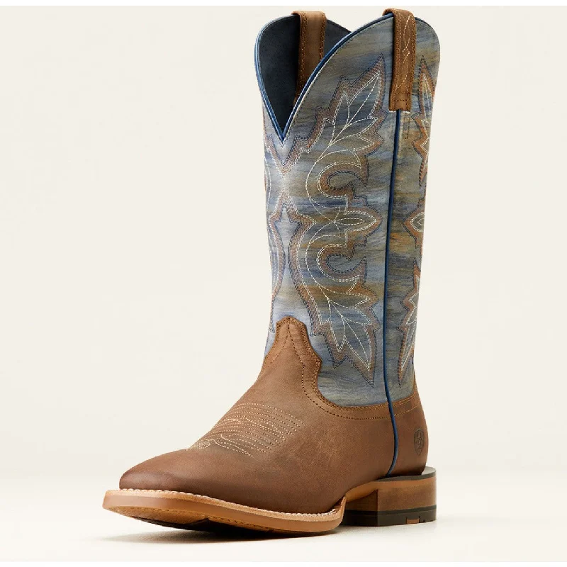 Men's western boots with a high - heeled design and a pointed toeAriat Men's Loco Brown Standout Boot