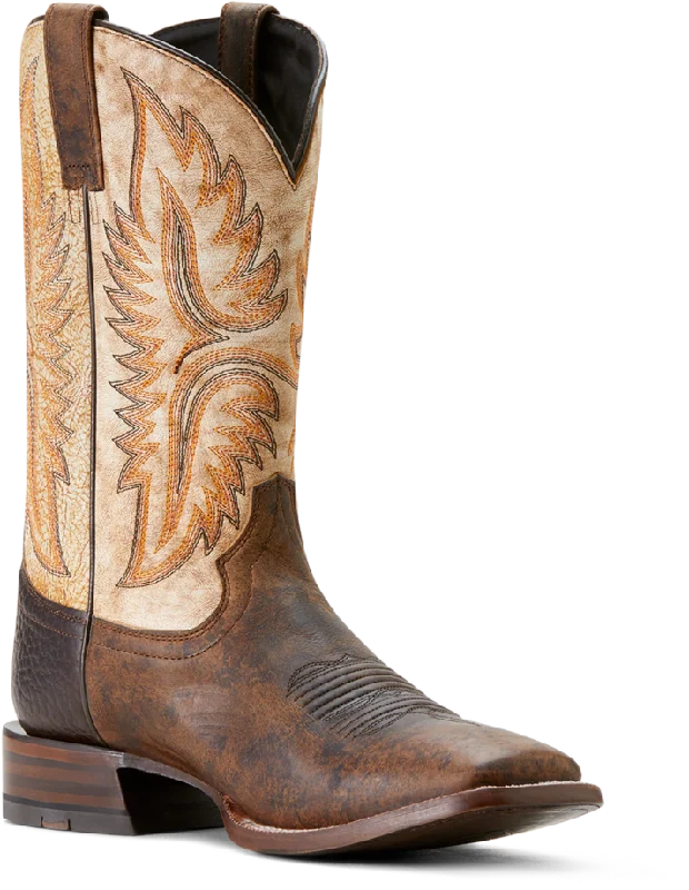 Men's western boots with a tooled leather design on the shaftAriat Men's Maple Tanglewood Cowboy Boot