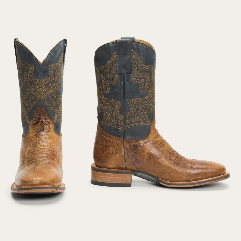 Men's western boots with a distressed leather finish for a rugged lookGoddard Burnished Blue & Brown Leather Boot