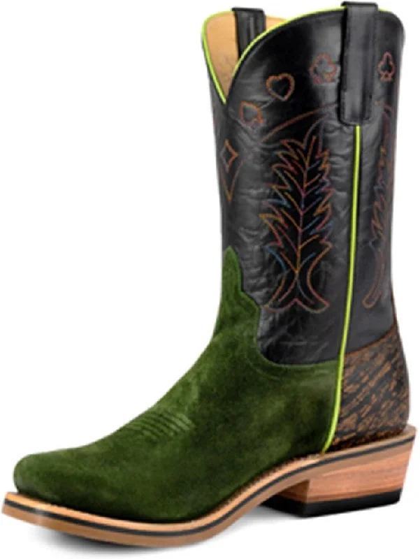 Alligator - embossed men's western boots for a bold statementHorse Power Black Flynn Military Green Suede Boot